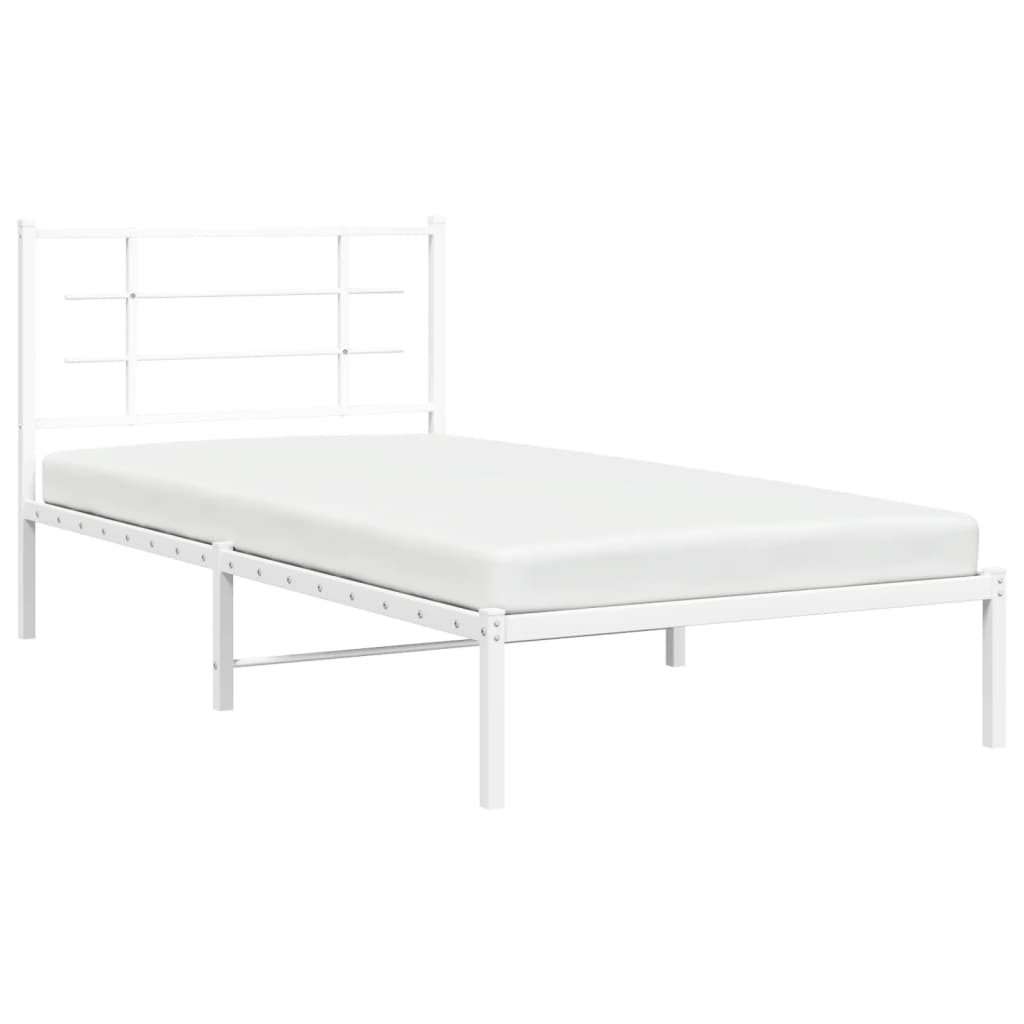 vidaXL Cadre de lit métal sans matelas et tête de lit blanc 100x200 cm