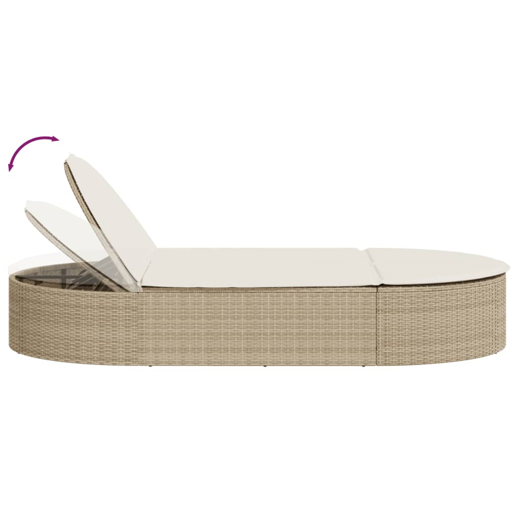 vidaXL Chaise longue double avec coussins beige résine tressée