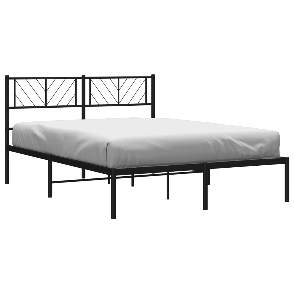 vidaXL Cadre de lit métal sans matelas avec tête de lit noir 150x200cm