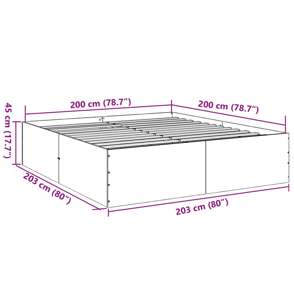 vidaXL Cadre de lit chêne sonoma 200x200 cm bois d'ingénierie