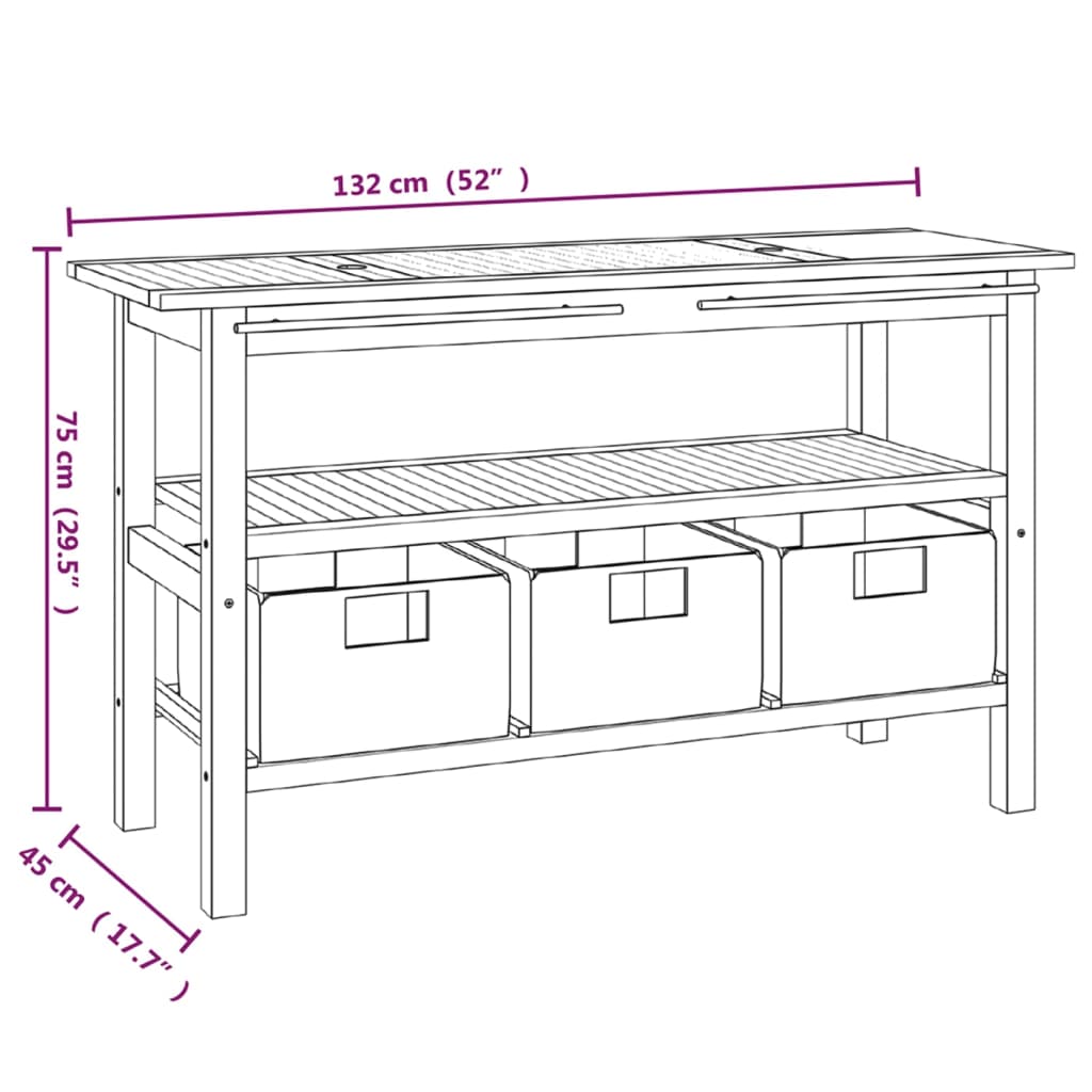 vidaXL Armoire de salle de bain et lavabos en marbre noir Teck massif