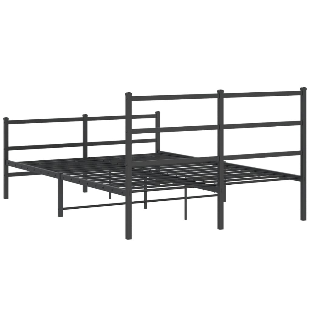 vidaXL Cadre de lit métal avec tête de lit/pied de lit noir 140x190 cm
