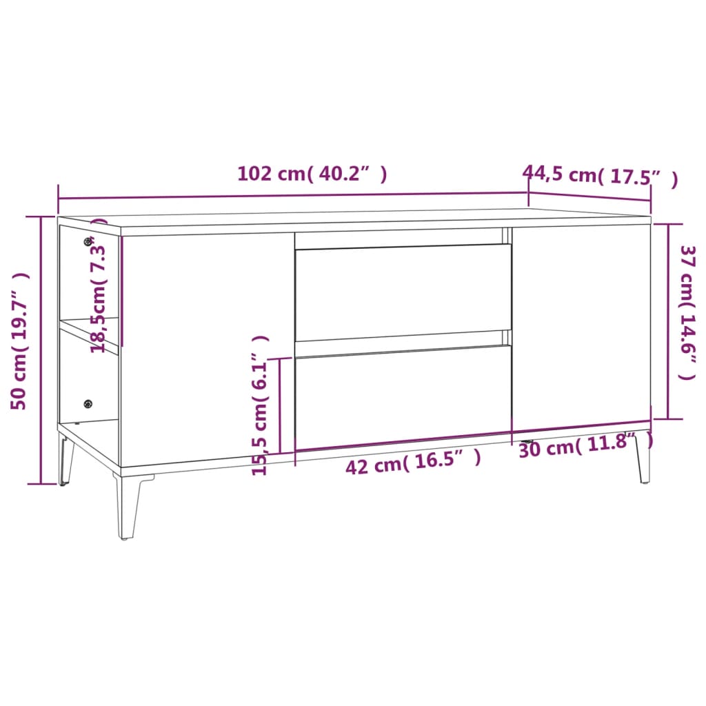 vidaXL Meuble TV Blanc 102x44,5x50 cm Bois d'ingénierie