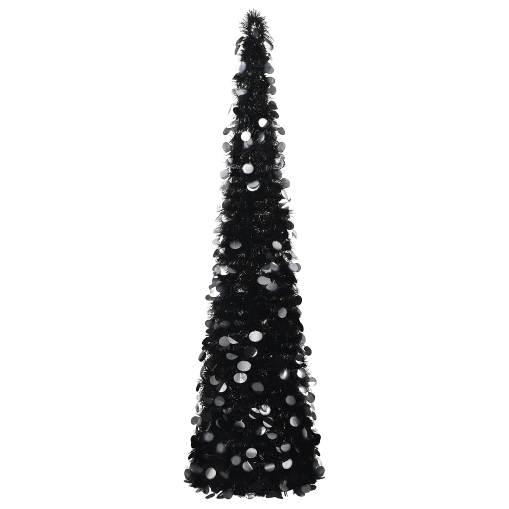 vidaXL Sapin de Noël artificiel escamotable noir 180 cm PET