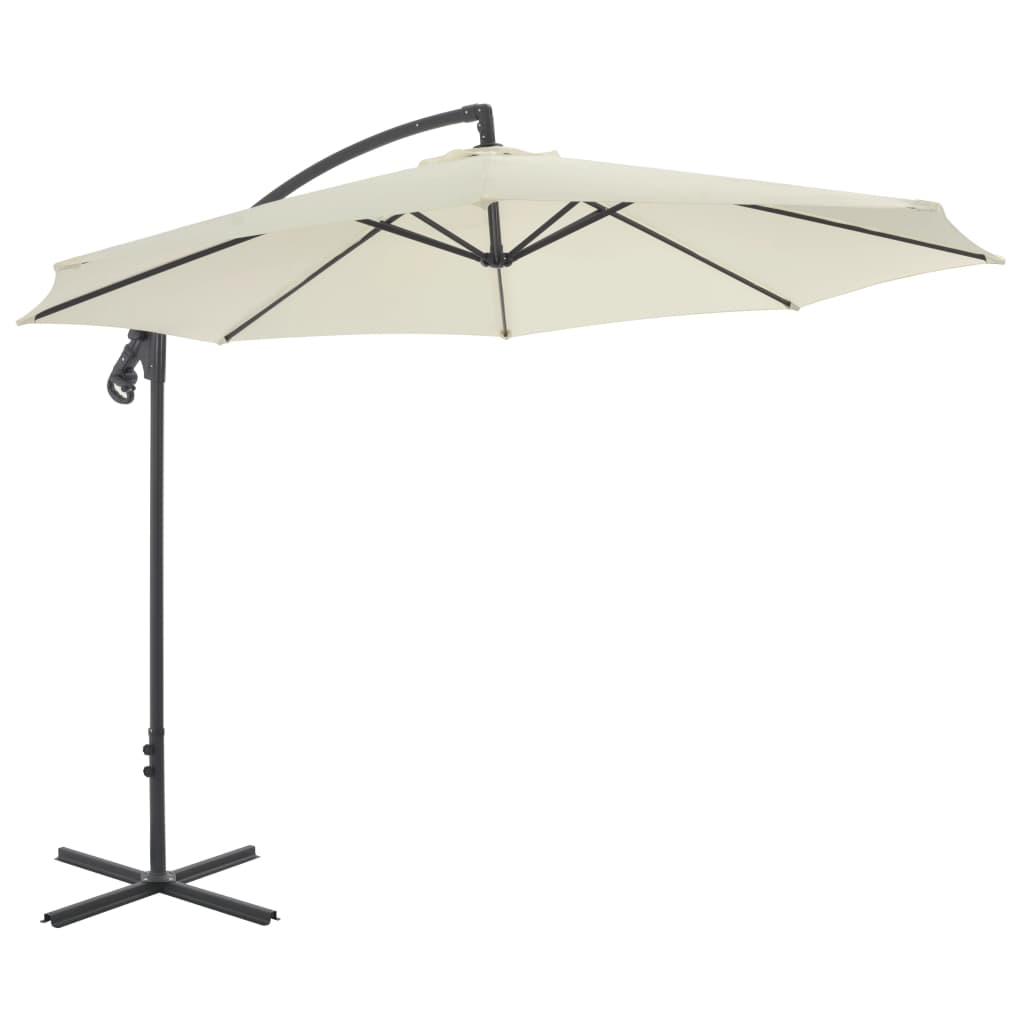 vidaXL Parasol de jardin en porte-à-faux avec poteau en acier sable