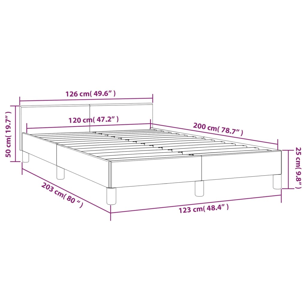 vidaXL Cadre de lit sans matelas noir 120x200 cm tissu