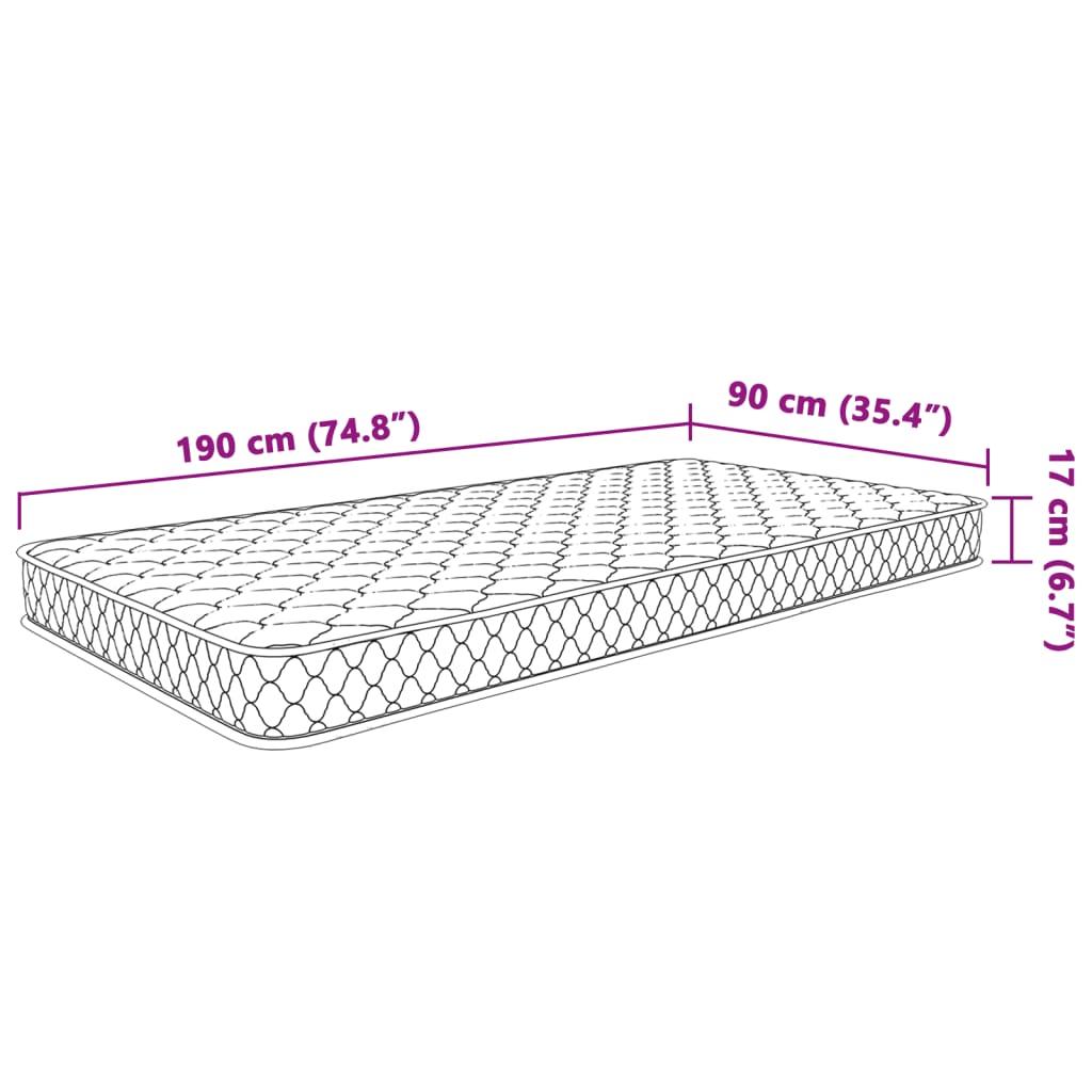 vidaXL Matelas en mousse à mémoire de forme blanc 90x190x17 cm