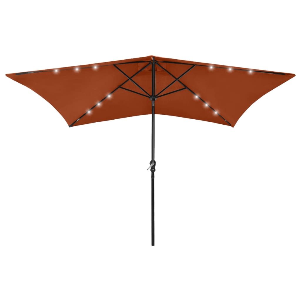 vidaXL Parasol avec LED et mât en acier Terre cuite 2x3 m