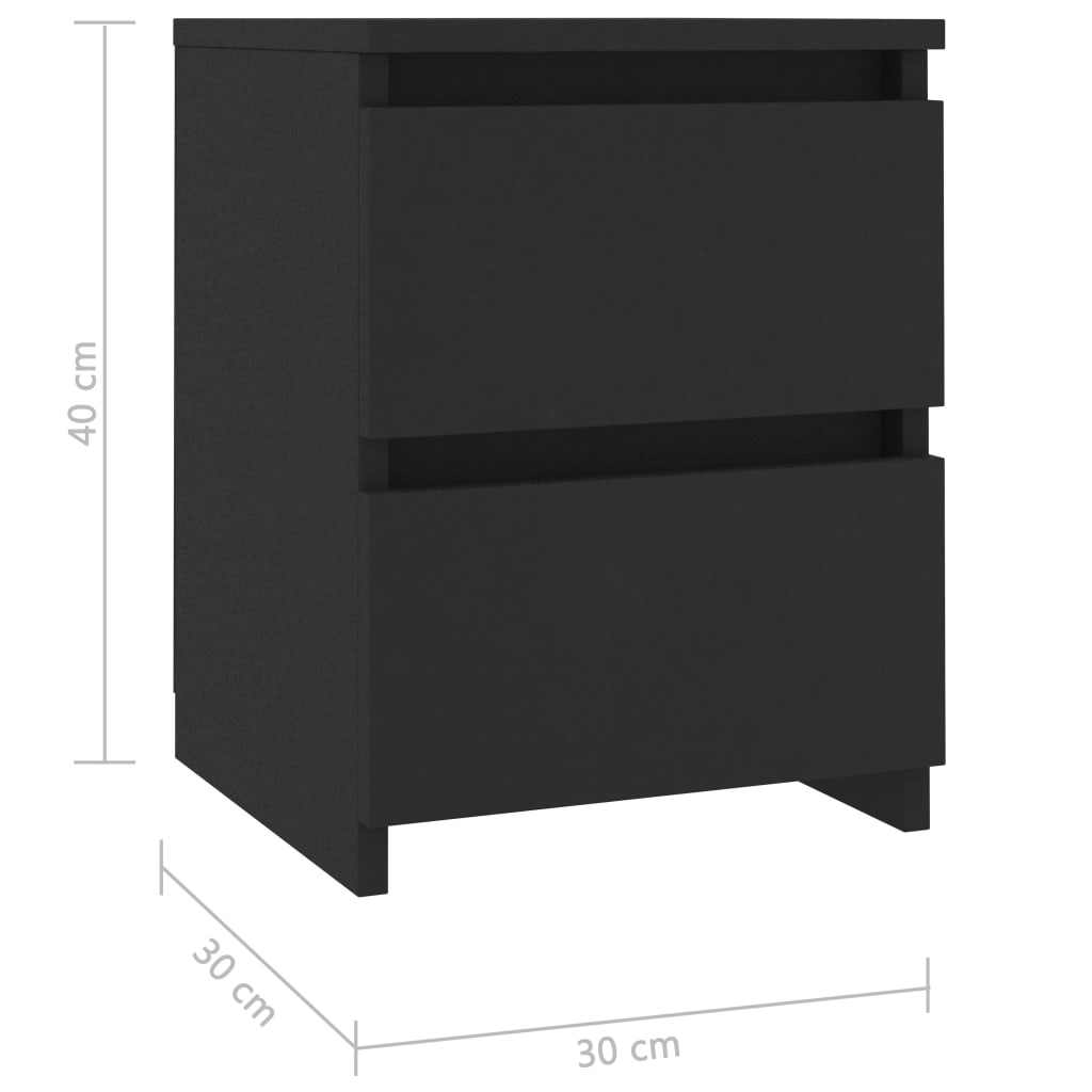 vidaXL Tables de chevet 2 pcs Noir 30x30x40 cm Bois d'ingénierie
