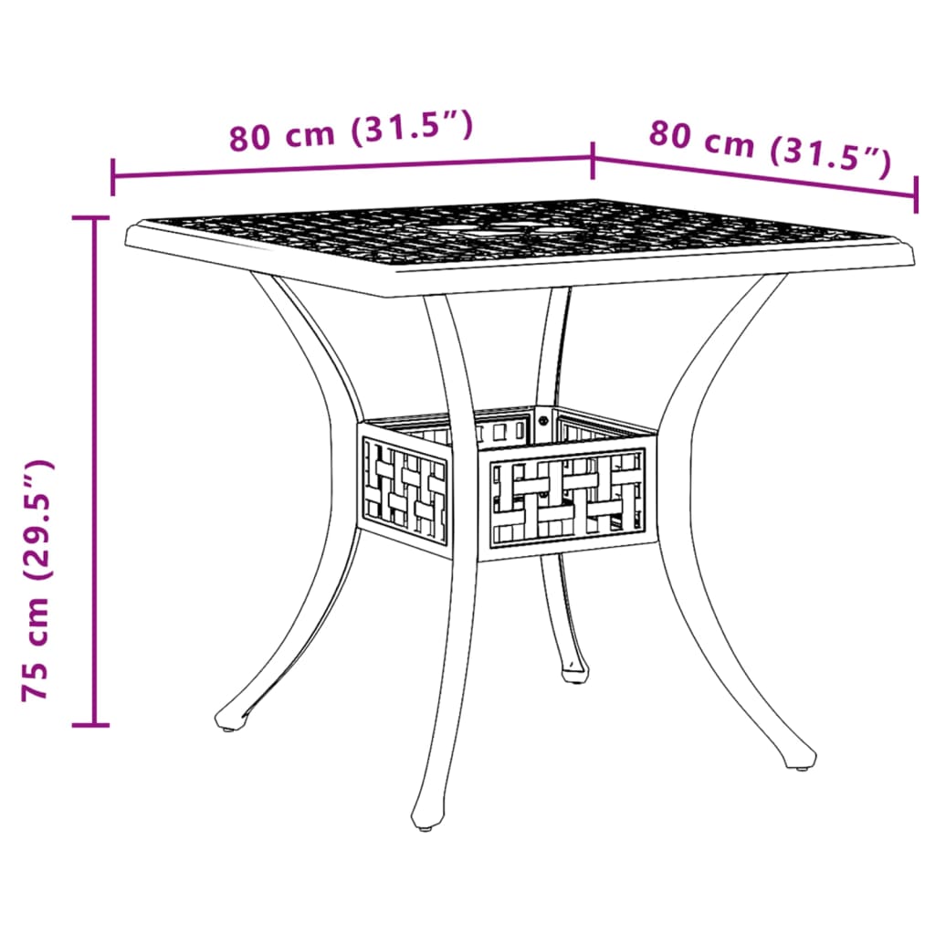 vidaXL Table de jardin blanc 80x80x75 cm aluminium coulé