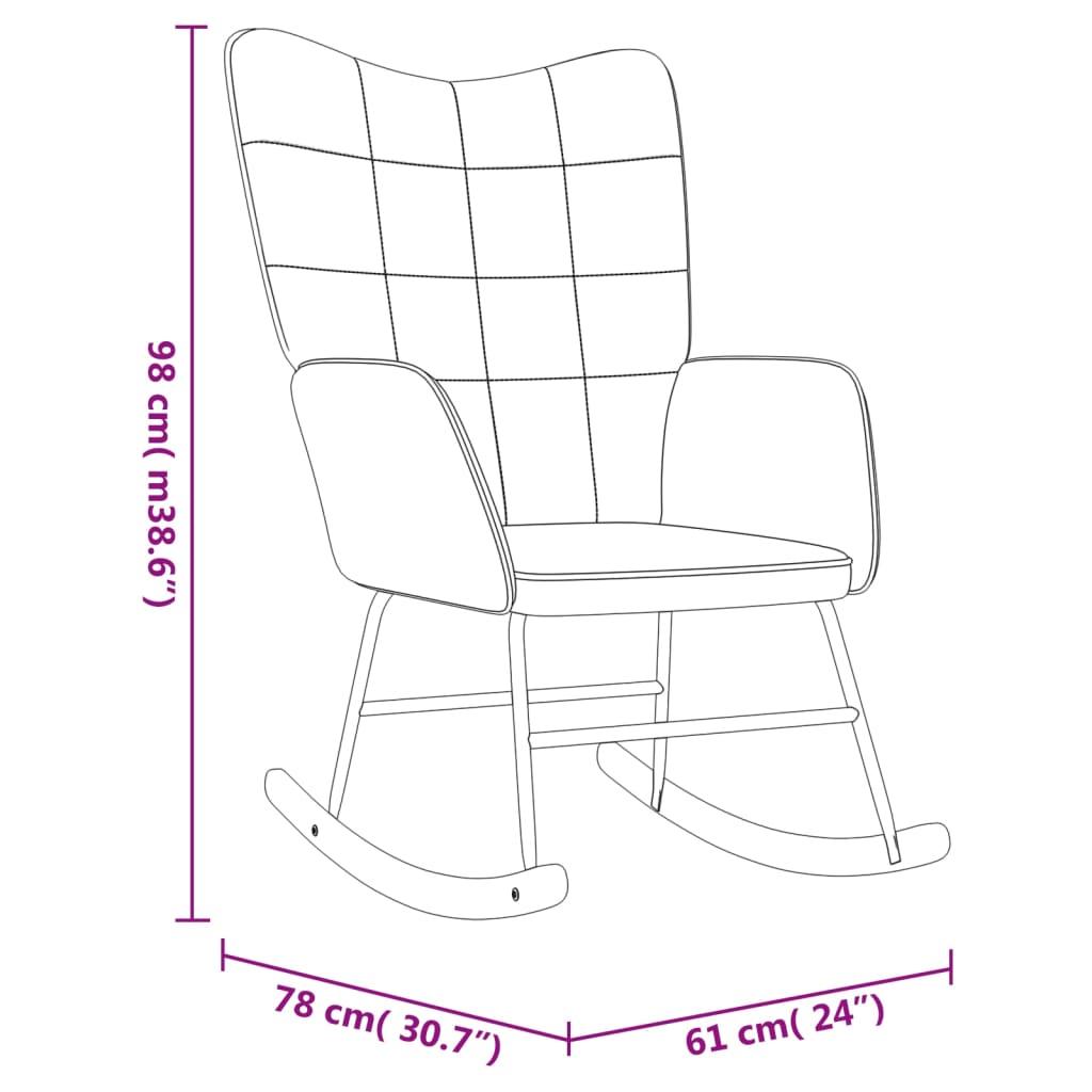 vidaXL Chaise à bascule Gris foncé Velours et PVC