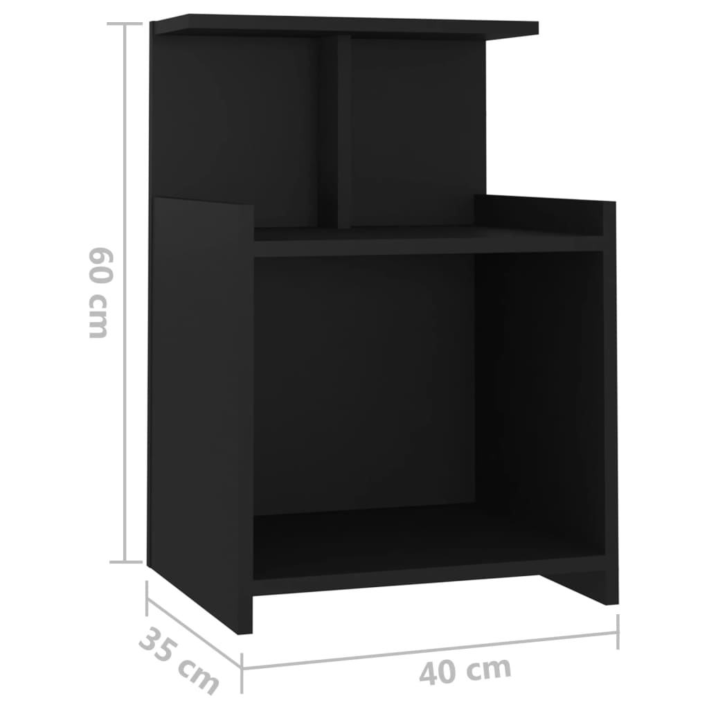 vidaXL Table de chevet Noir 40x35x60 cm Aggloméré