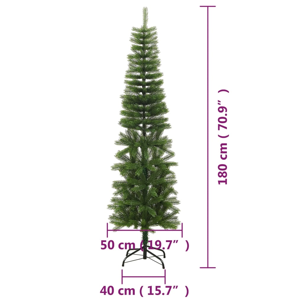 vidaXL Sapin de Noël artificiel mince avec support 180 cm PE