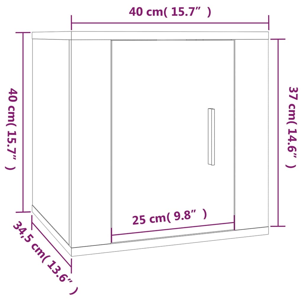 vidaXL Meuble TV mural Chêne sonoma 40x34,5x40 cm