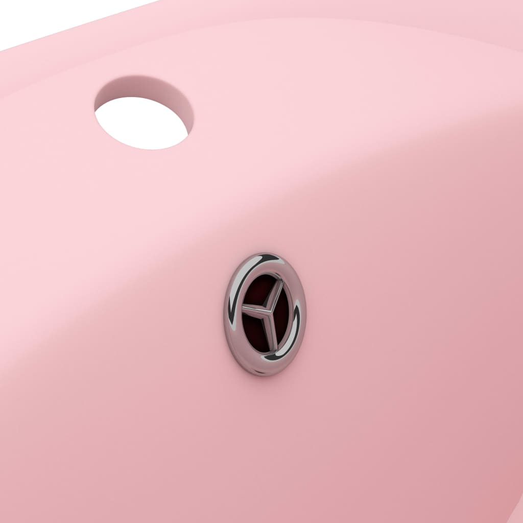 vidaXL Lavabo ovale de luxe à trop-plein Rose mat 58,5x39 cm Céramique