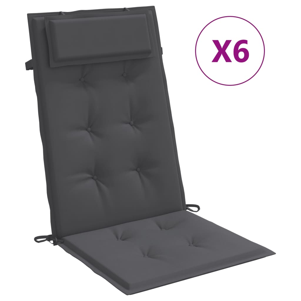 vidaXL Coussins de chaise à dossier haut lot de 6 anthracite