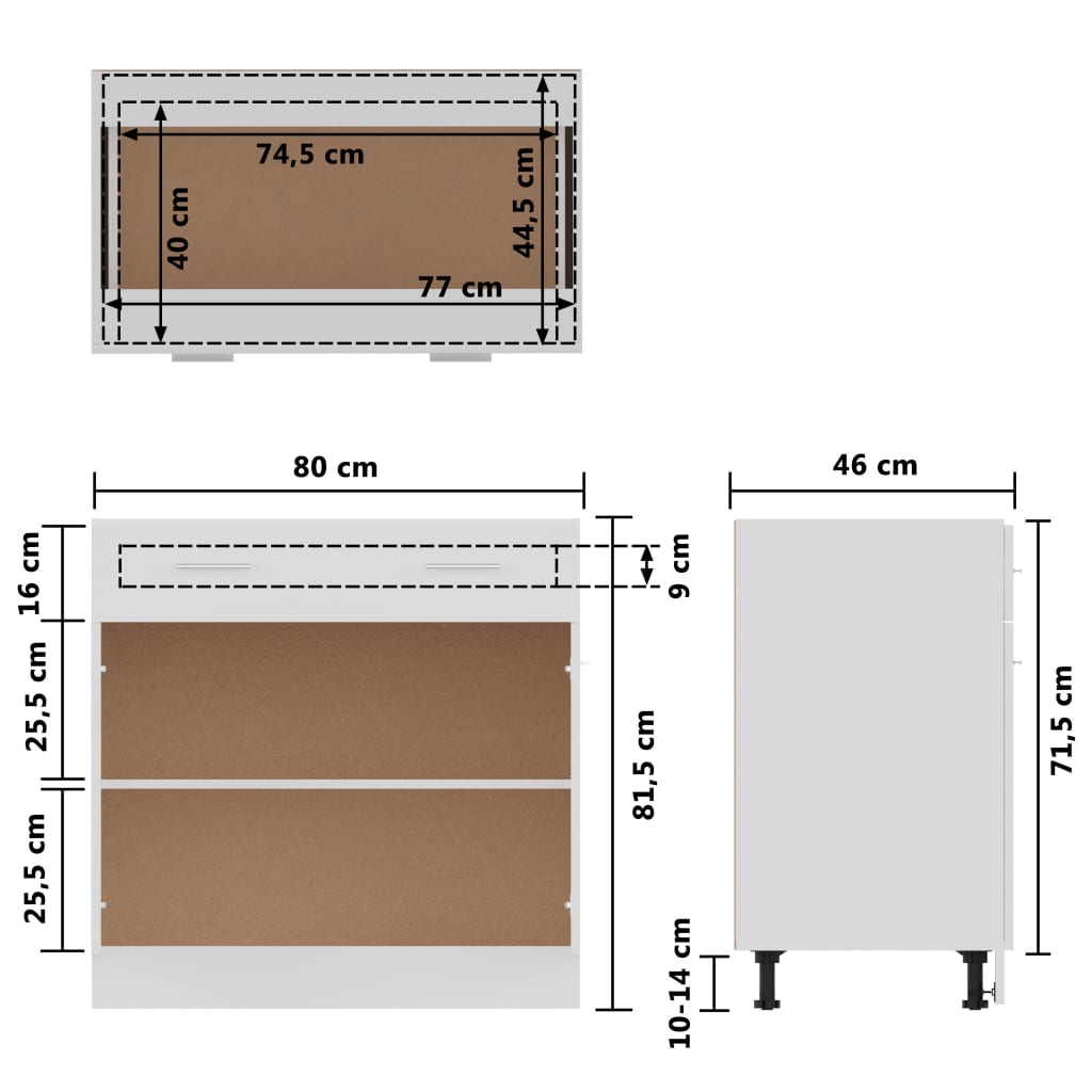 vidaXL Armoire de plancher à tiroir Blanc 80x46x81,5 cm Aggloméré