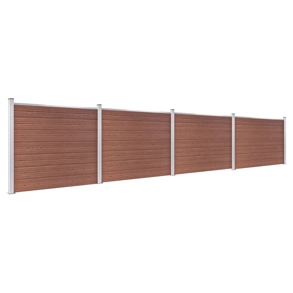 vidaXL Ensemble de panneau de clôture WPC 699x146 cm Marron