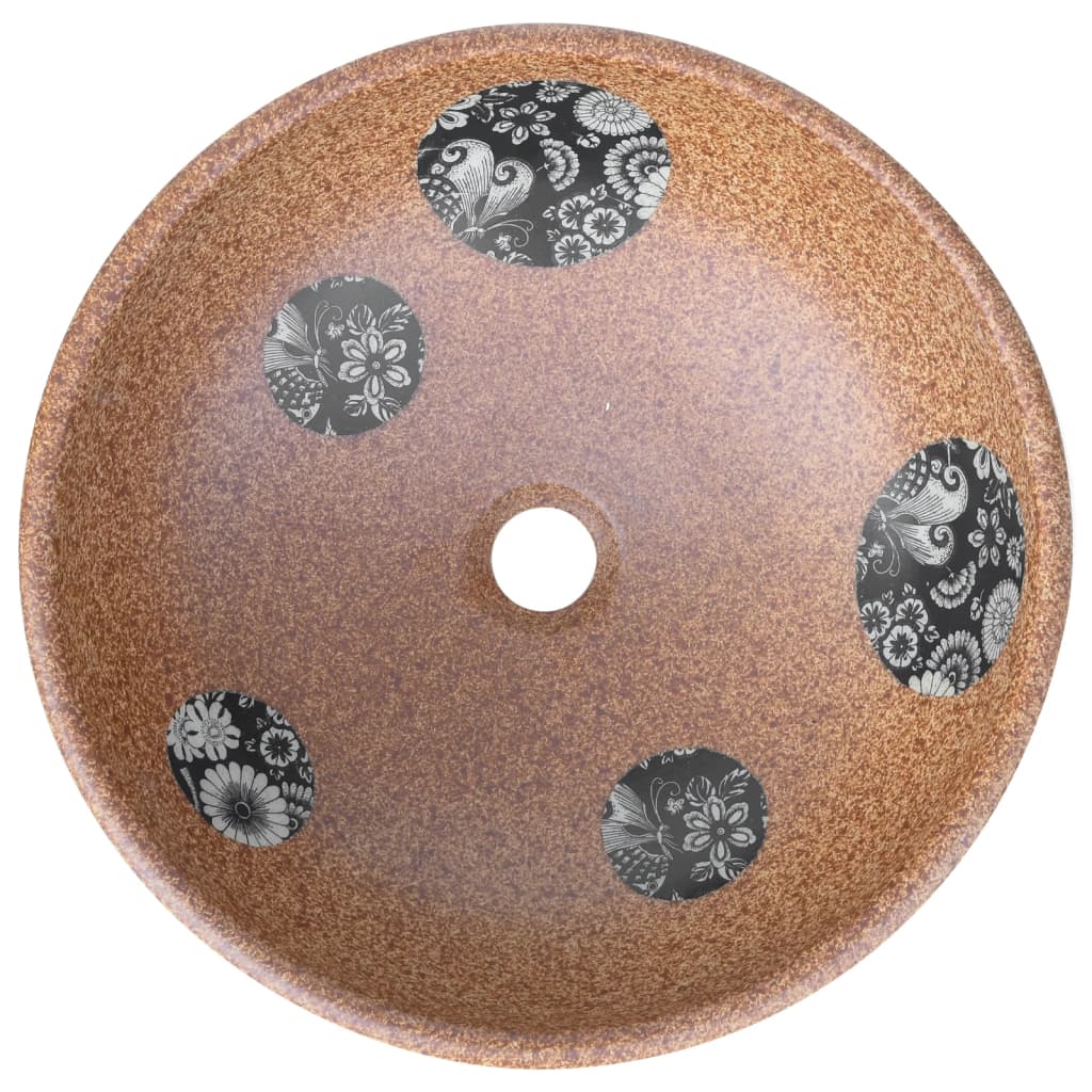 vidaXL Vasque à poser marron et bleu rond Φ41x14 cm céramique