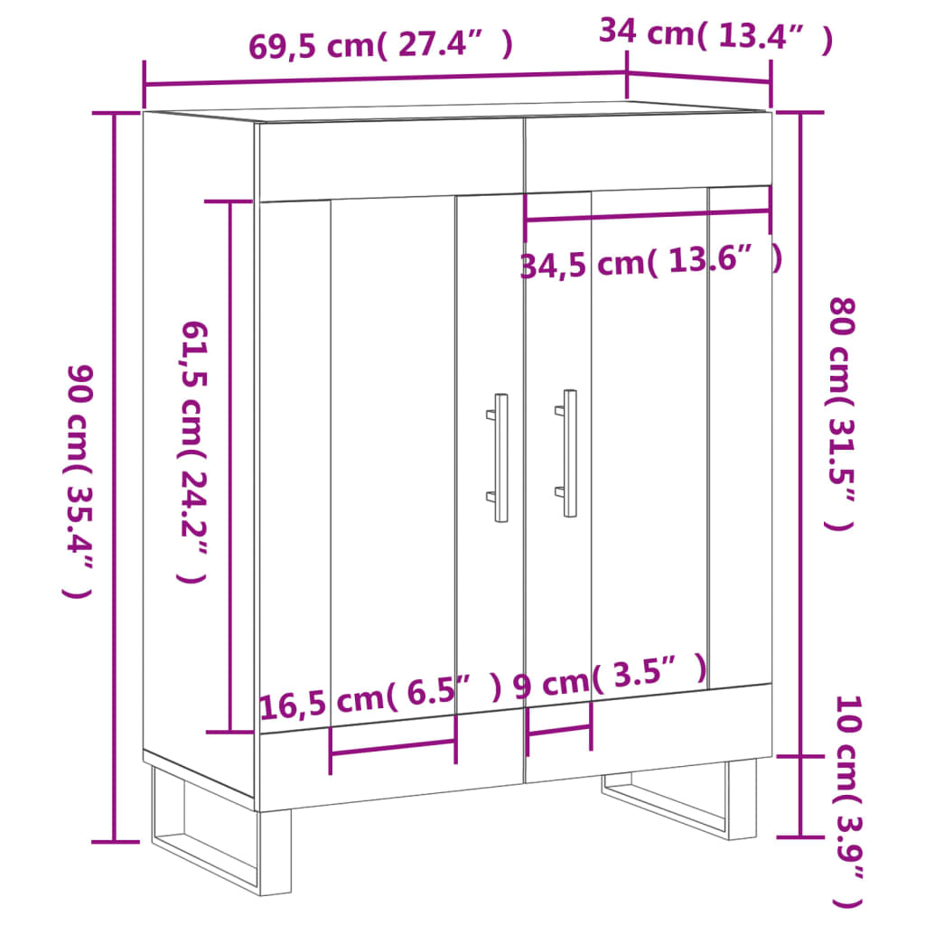 vidaXL Buffet Blanc brillant 69,5x34x90 cm Bois d'ingénierie