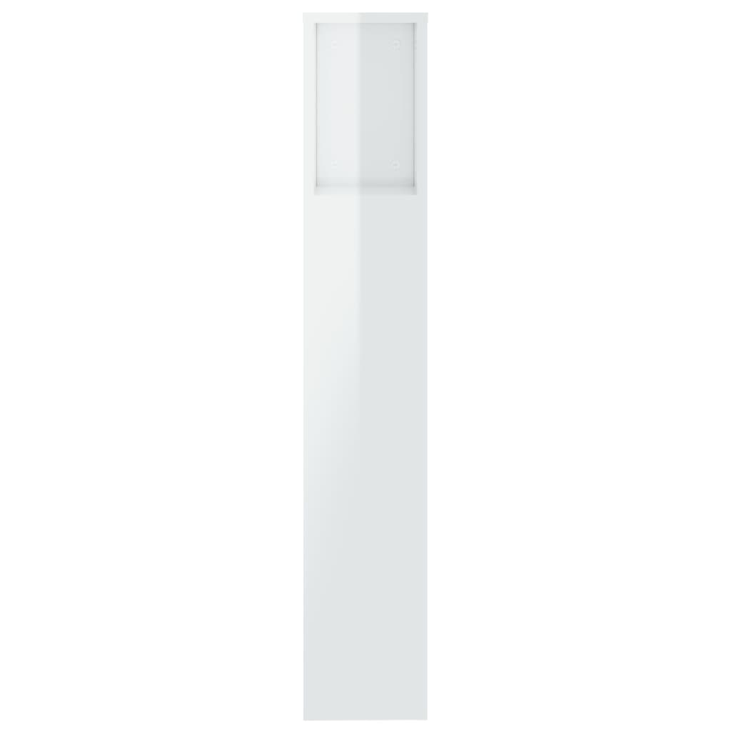 vidaXL Armoire de tête de lit Blanc brillant 200x18,5x104,5 cm