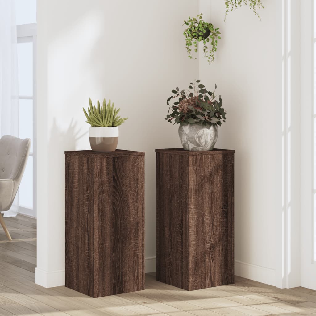 vidaXL Supports pour plantes 2 pcs chêne marron bois d'ingénierie