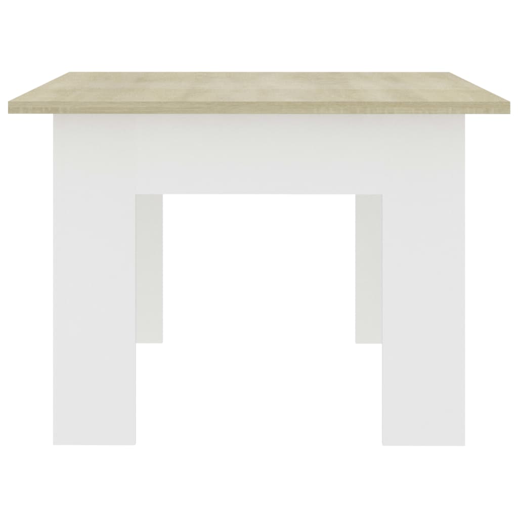 vidaXL Table basse Blanc et chêne sonoma 100x60x42 cm Aggloméré
