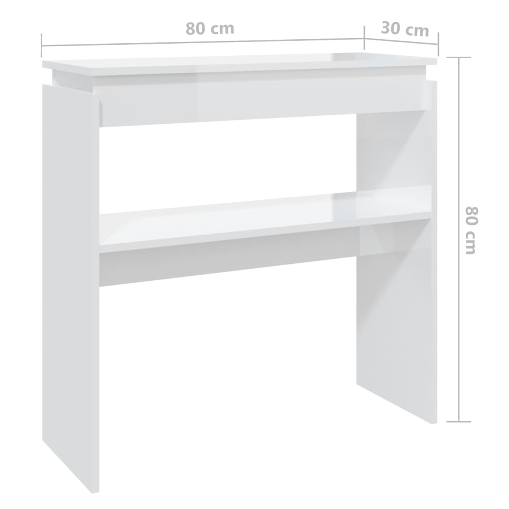 vidaXL Table console Blanc brillant 80x30x80 cm Aggloméré