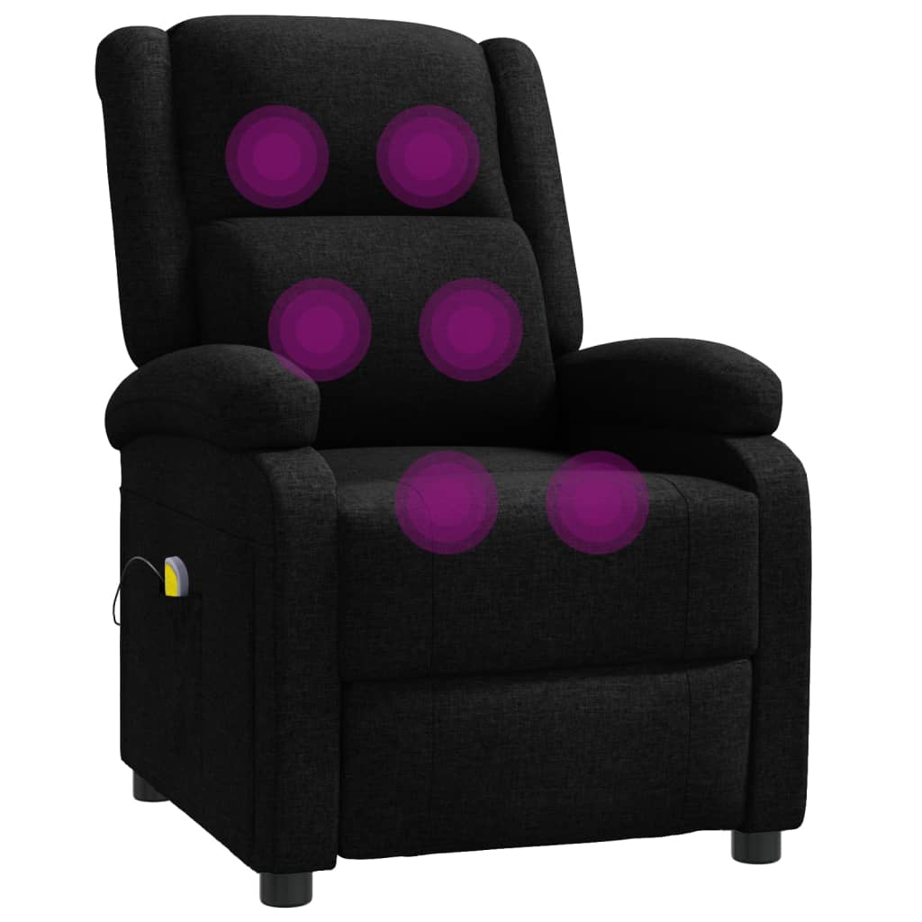 vidaXL Fauteuil de massage Noir Tissu