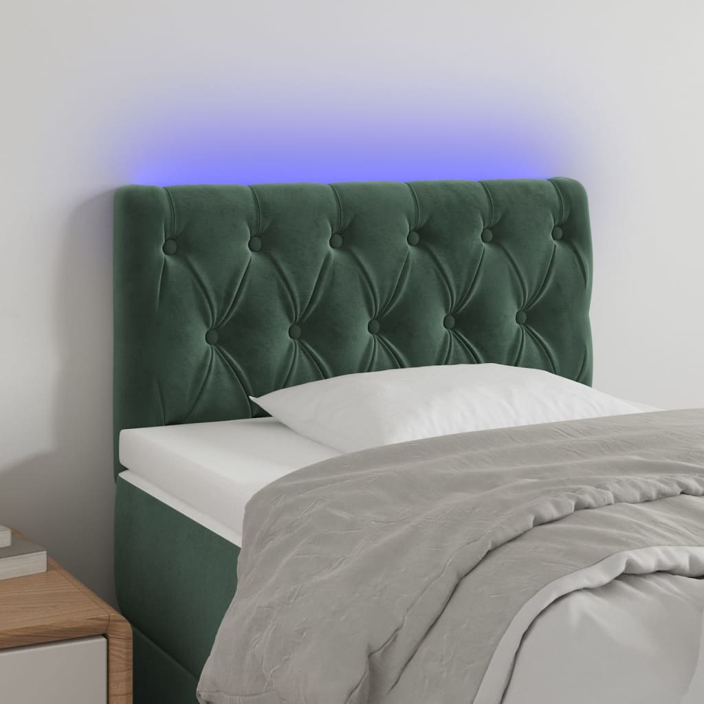 vidaXL Tête de lit à LED Vert foncé 80x7x78/88 cm Velours
