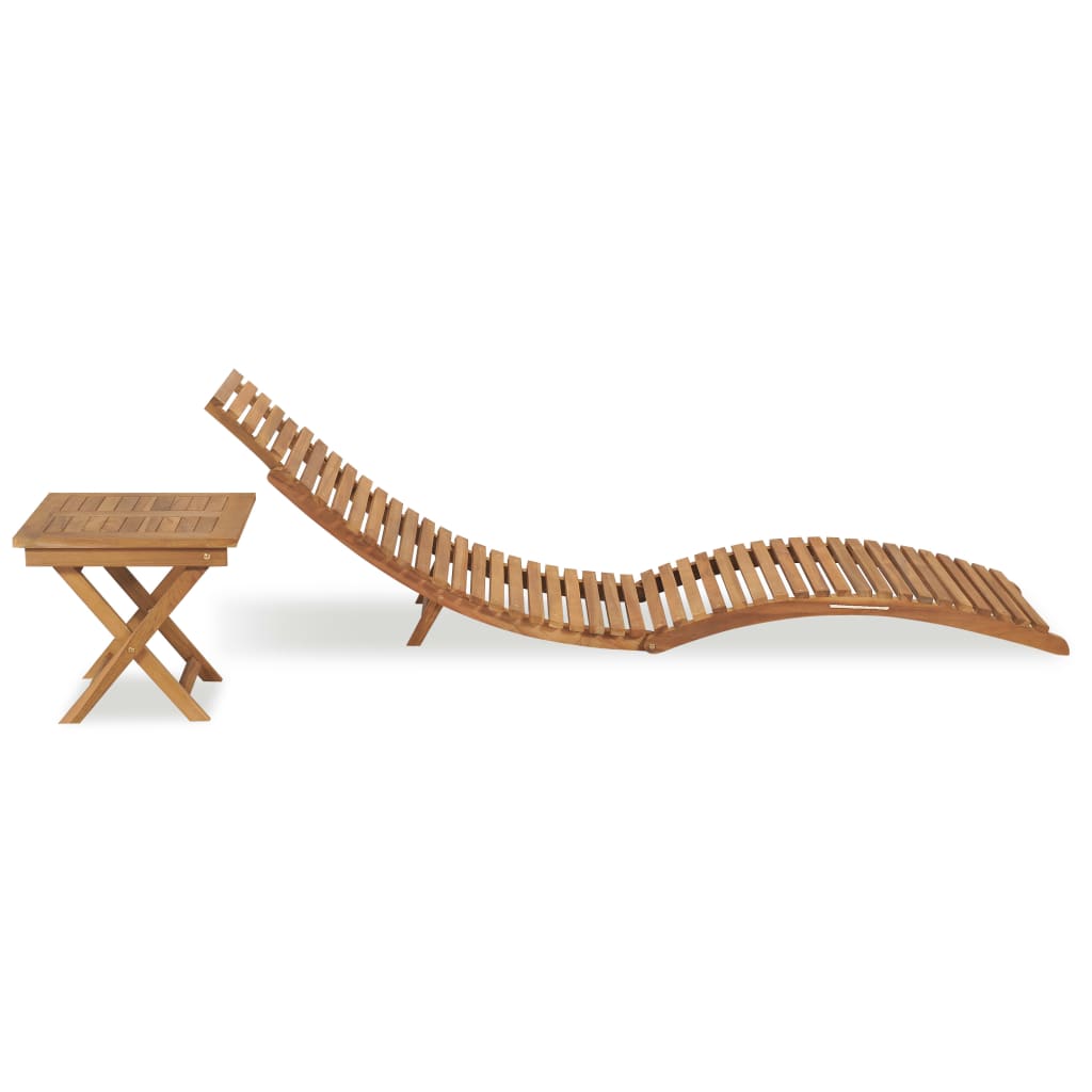 vidaXL Chaise longue pliable avec table Bois de teck solide