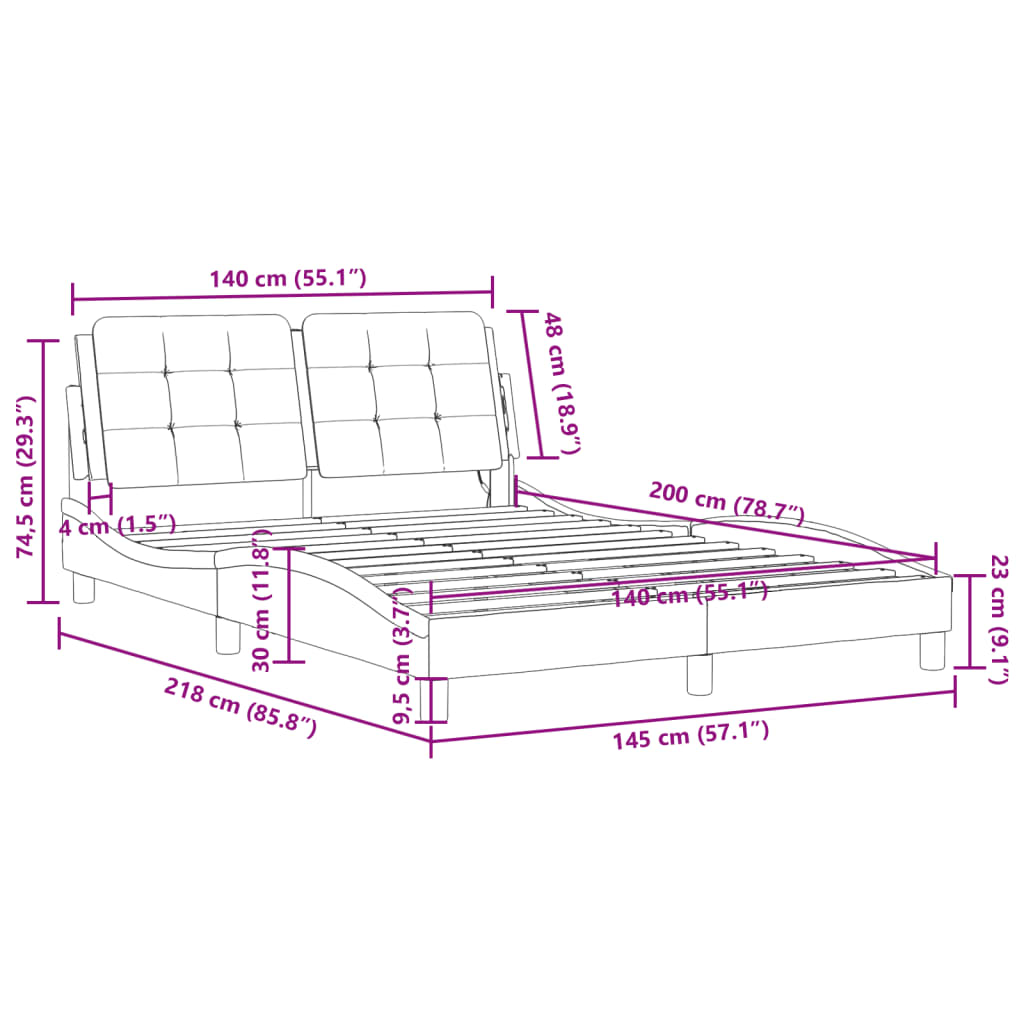 vidaXL Cadre de lit avec lumières LED noir 140x200 cm similicuir