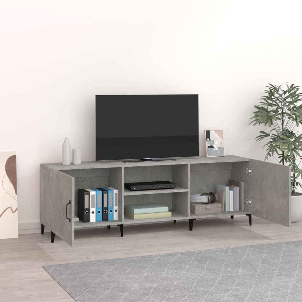 vidaXL Meuble TV gris béton 150x30x50 cm bois d'ingénierie