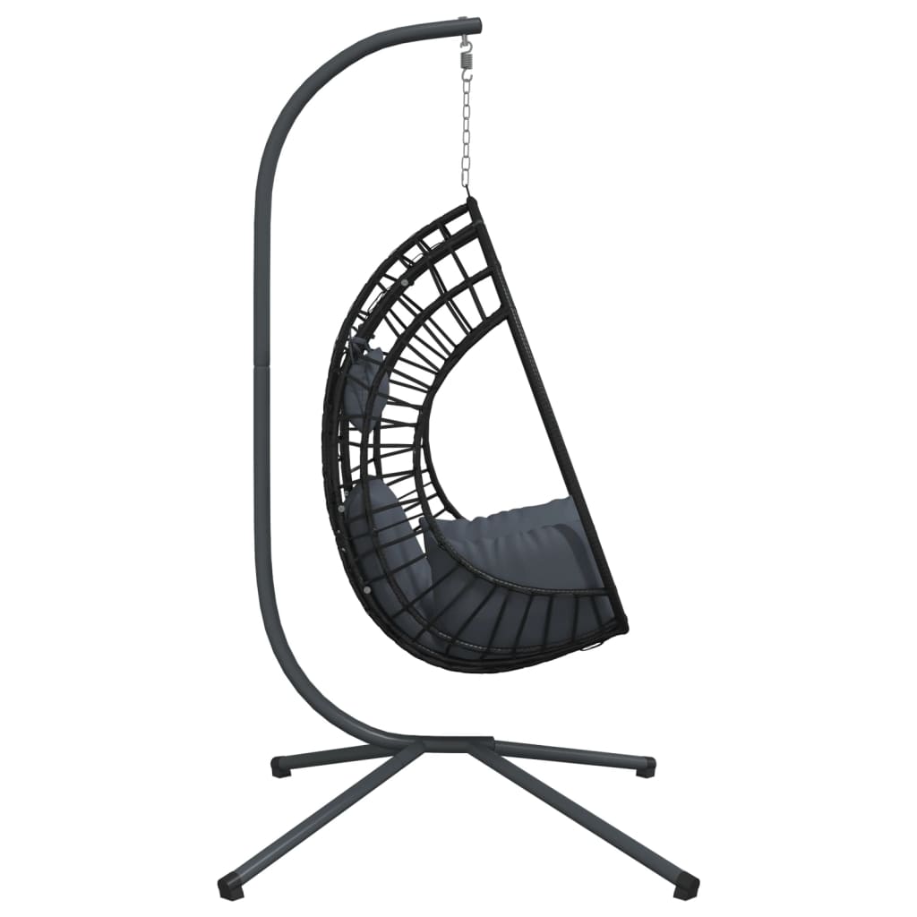 vidaXL Chaise suspendue œuf support anthracite rotin et acier