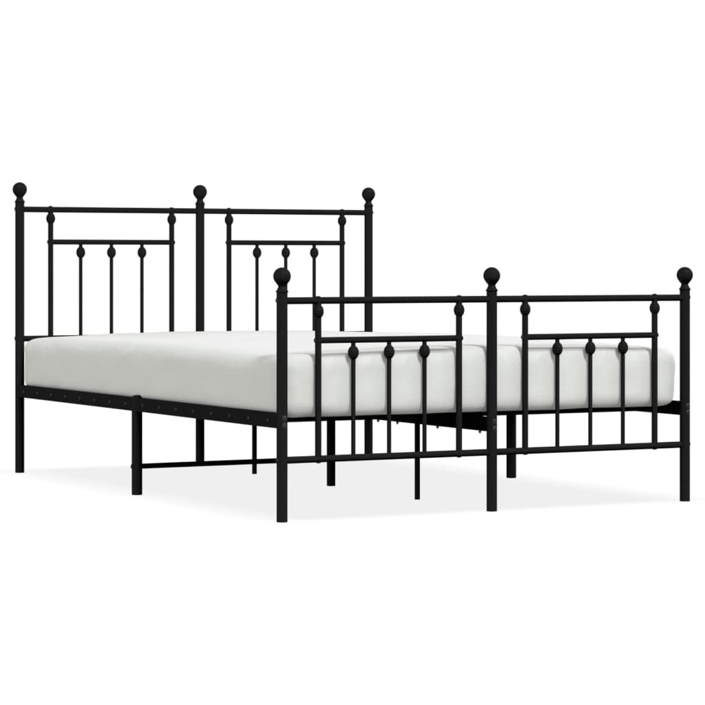 vidaXL Cadre de lit métal sans matelas avec pied de lit noir 140x190cm