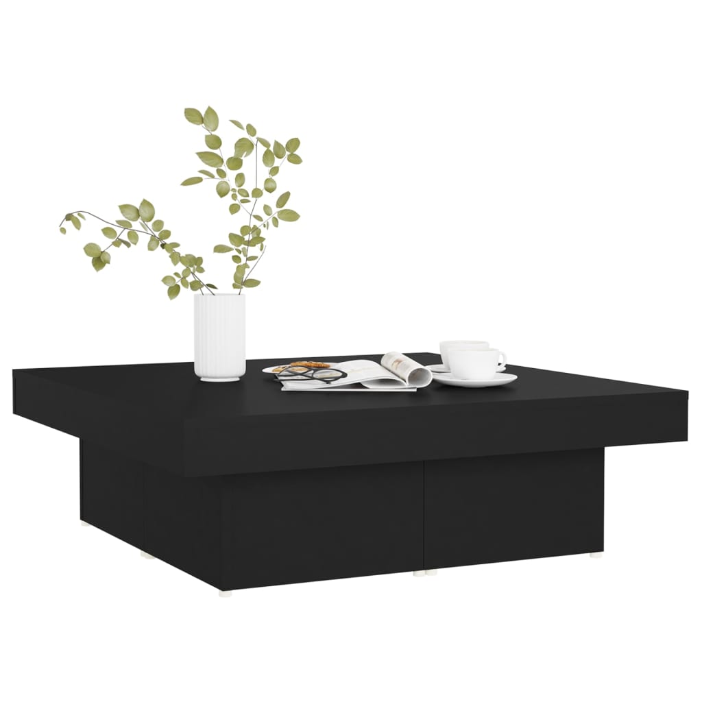 vidaXL Table basse noir 90x90x28 cm bois d'ingénierie