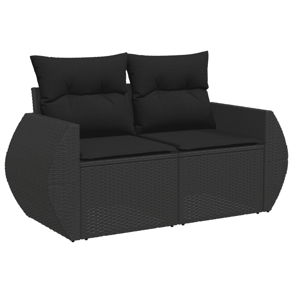 vidaXL Salon de jardin 11 pcs avec coussins noir résine tressée