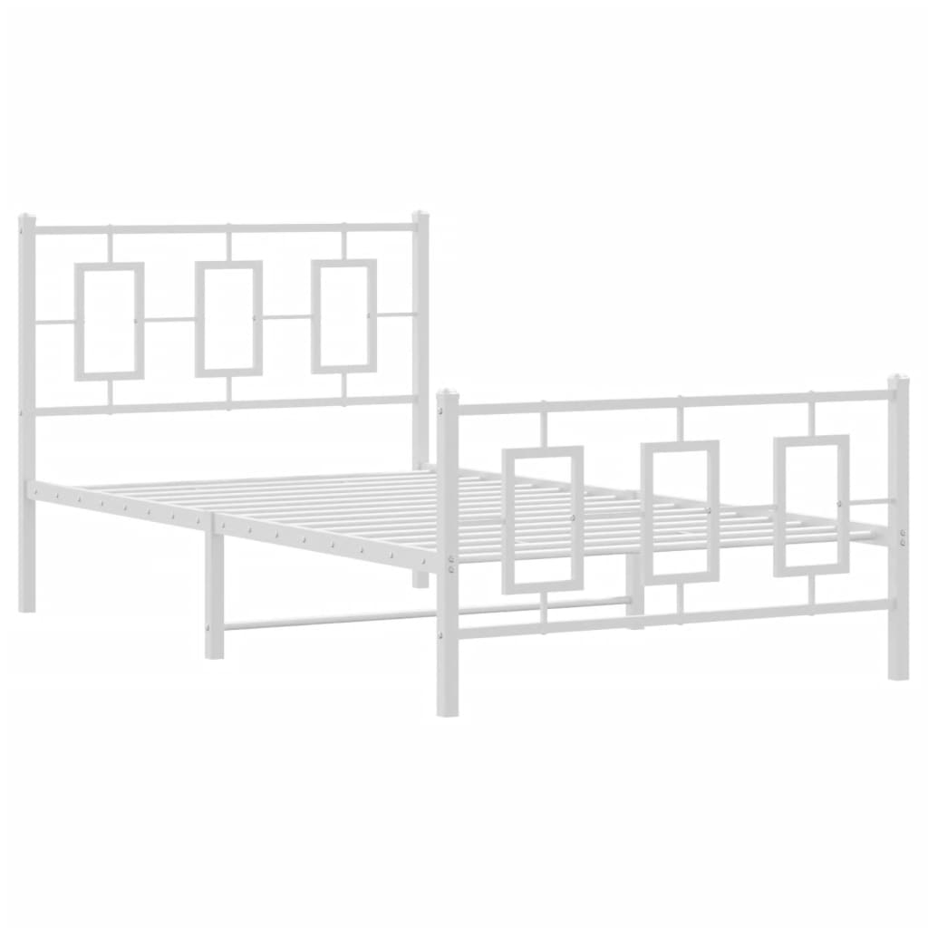 vidaXL Cadre de lit métal sans matelas et pied de lit blanc 100x200 cm