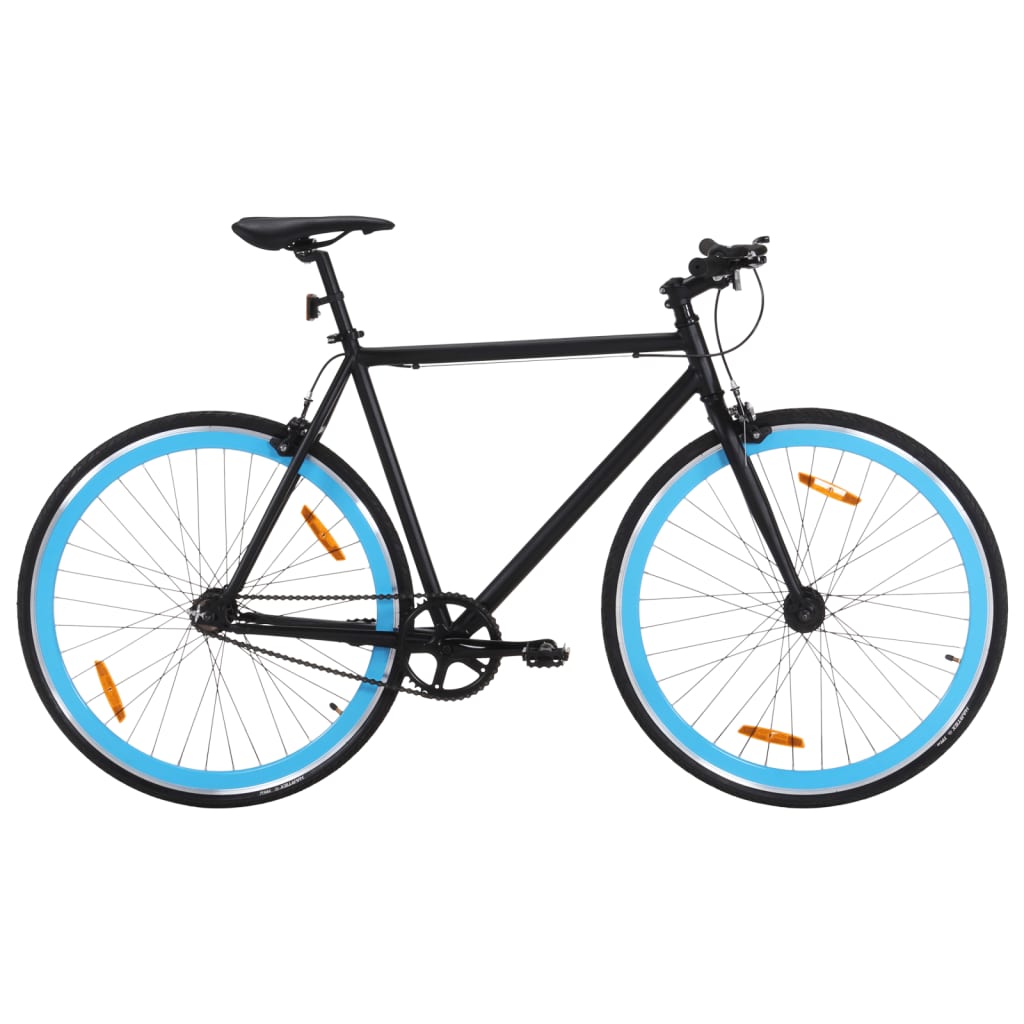 vidaXL Vélo à pignon fixe noir et bleu 700c 59 cm