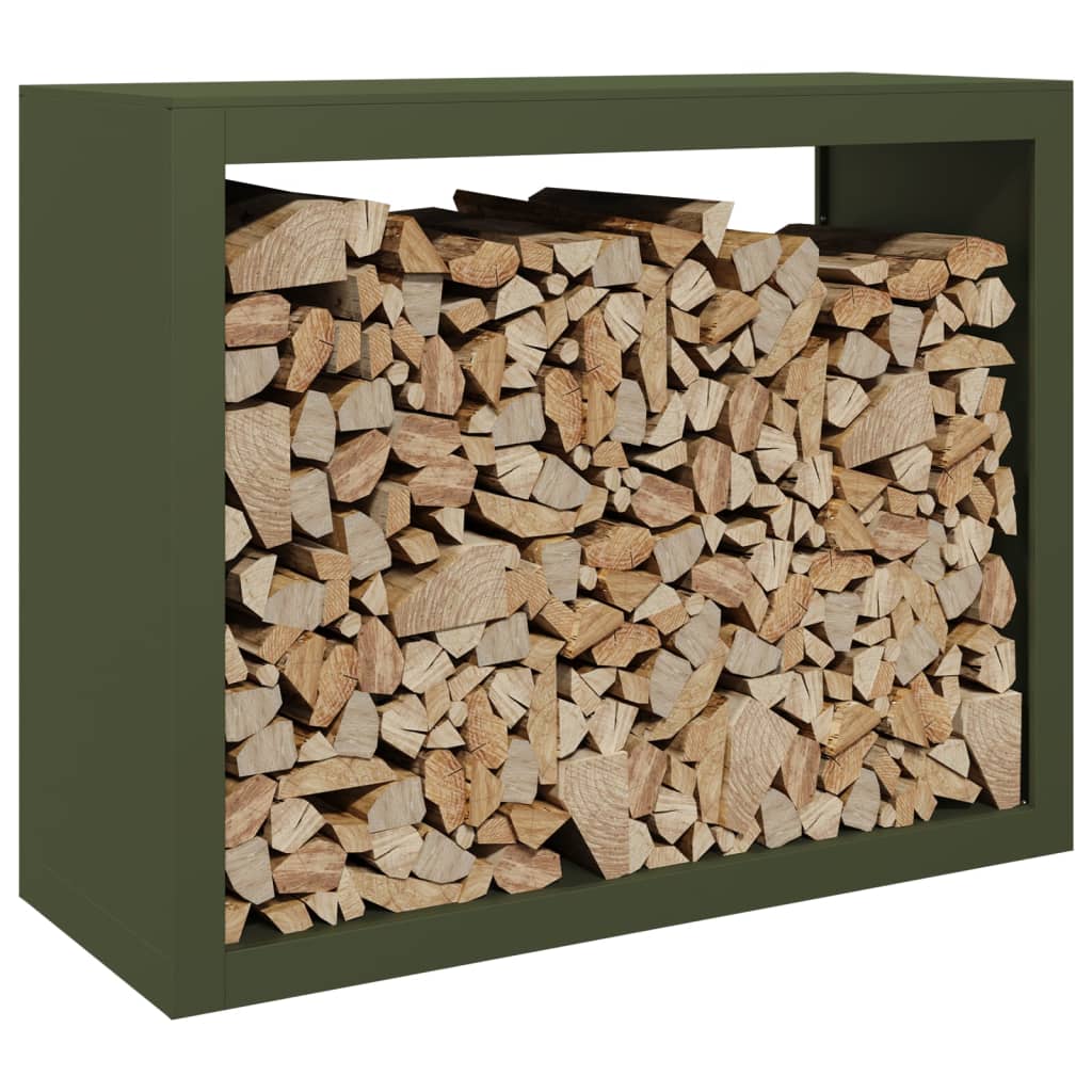 vidaXL Portant de bois de chauffage vert 100x40x80 cm acier