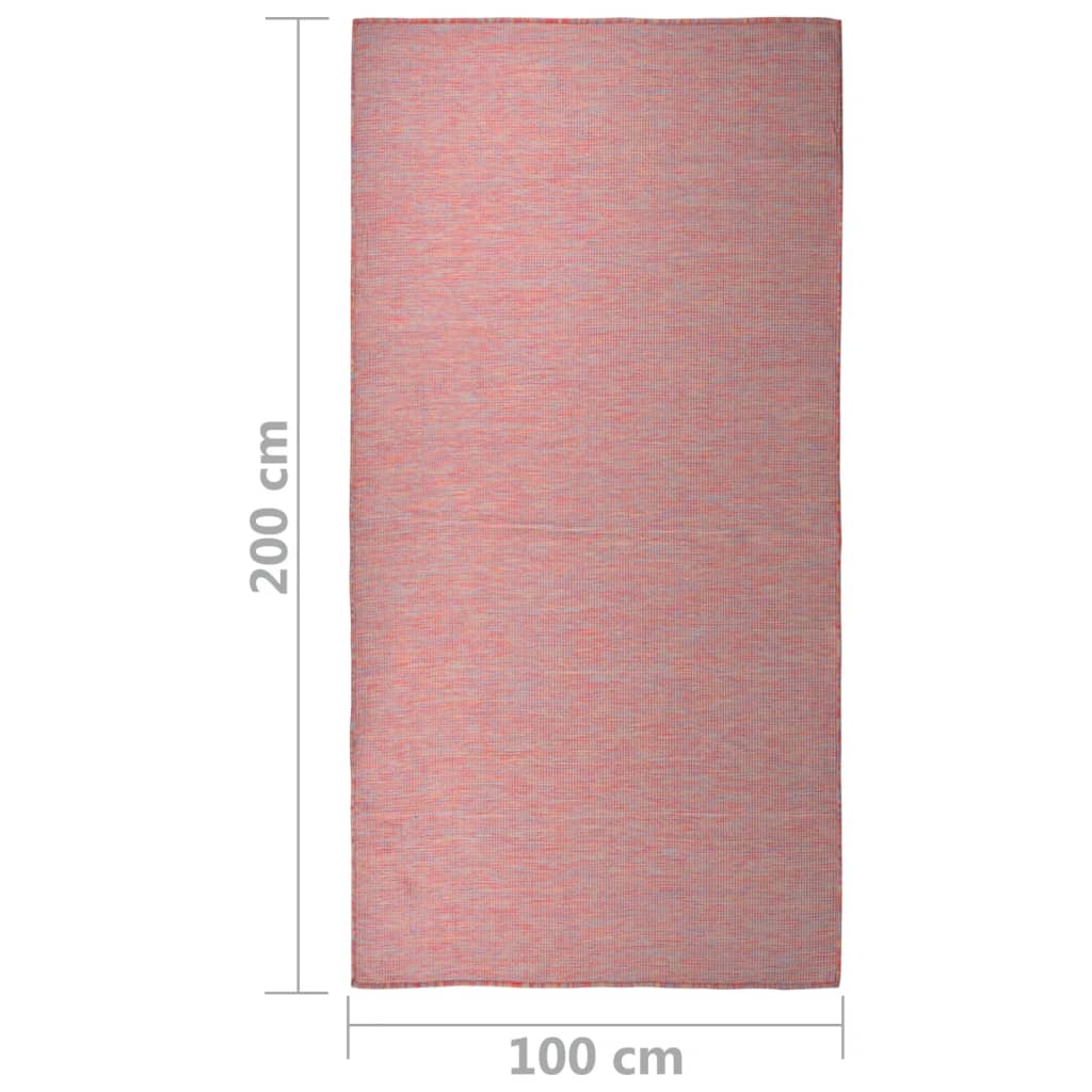 vidaXL Tapis à tissage plat d'extérieur 100x200 cm Rouge