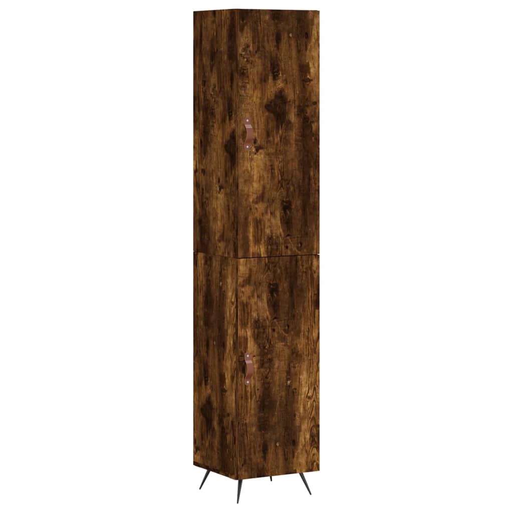 vidaXL Buffet haut Chêne fumé 34,5x34x180 cm Bois d'ingénierie