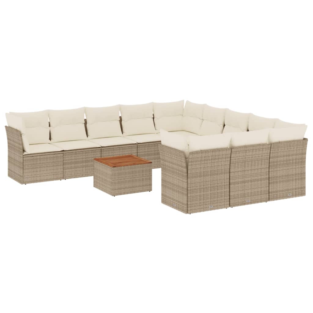 vidaXL Salon de jardin avec coussins 12 pcs beige résine tressée