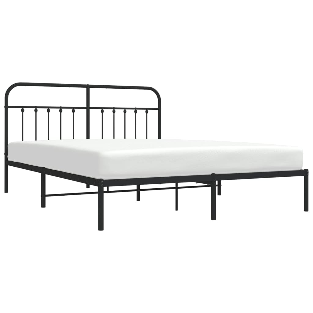 vidaXL Cadre de lit métal sans matelas avec tête de lit noir 183x213cm