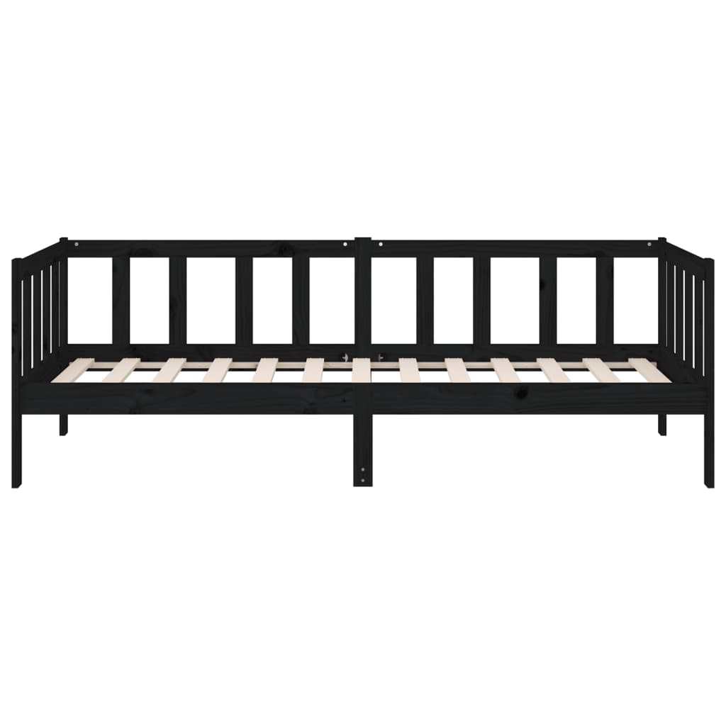 vidaXL Lit de jour sans matelas noir 90x190 cm bois de pin massif