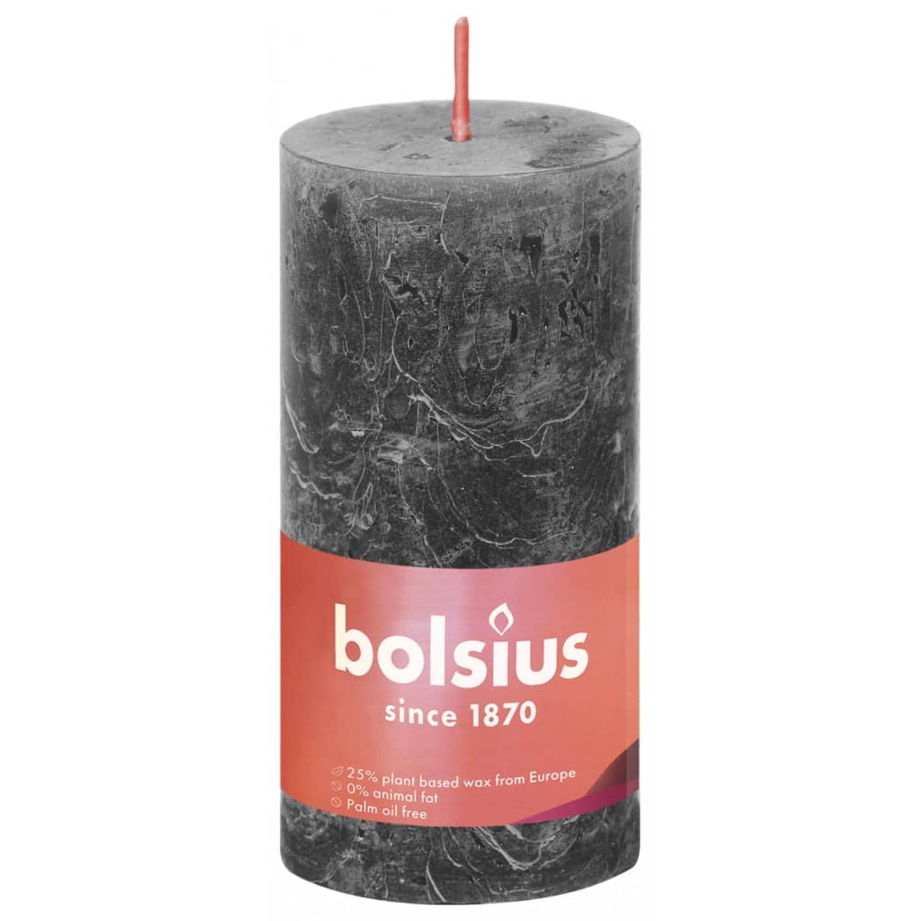 Bolsius Bougies pilier rustiques Shine 8 pcs 100x50 mm Gris orageux