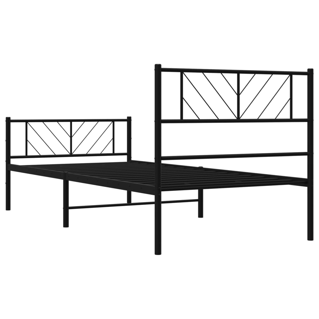 vidaXL Cadre de lit métal sans matelas et pied de lit noir 100x200 cm