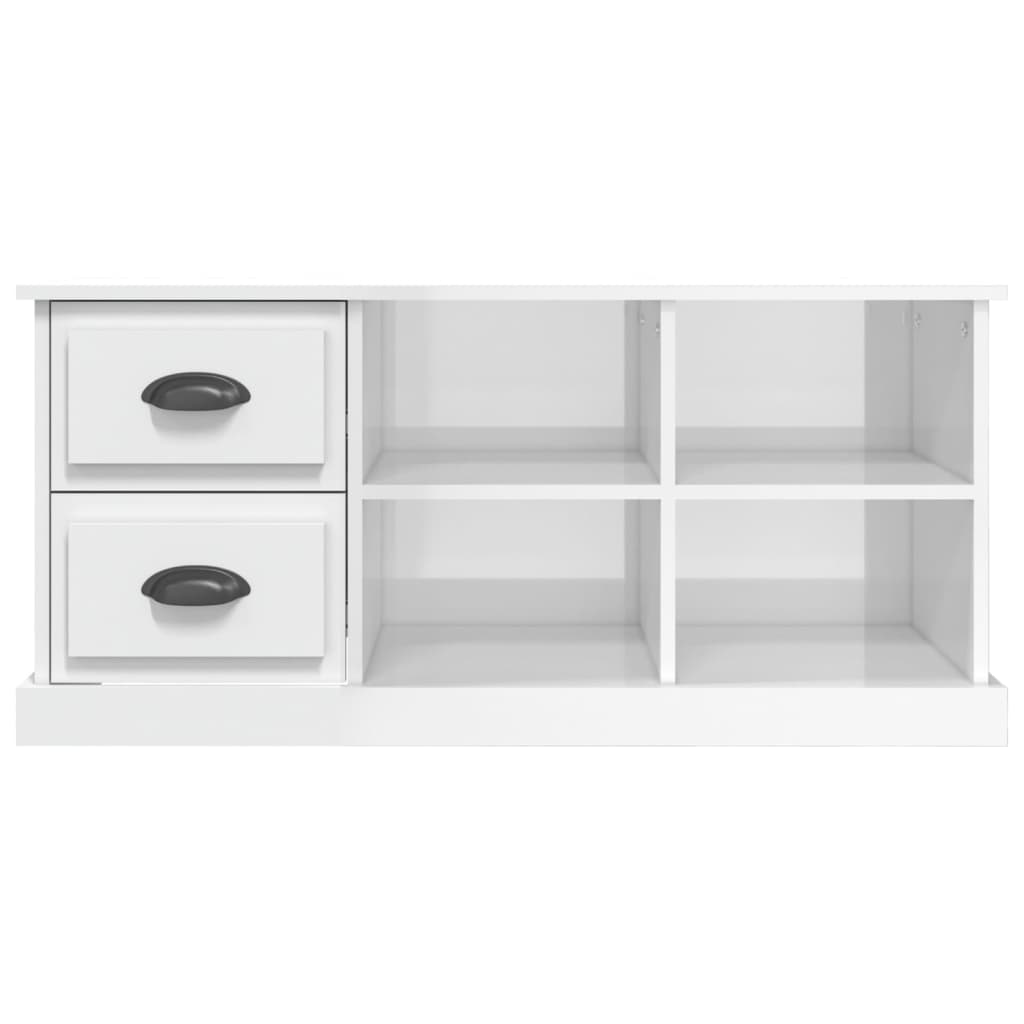 vidaXL Meuble TV blanc brillant 102x35,5x47,5 cm bois d'ingénierie