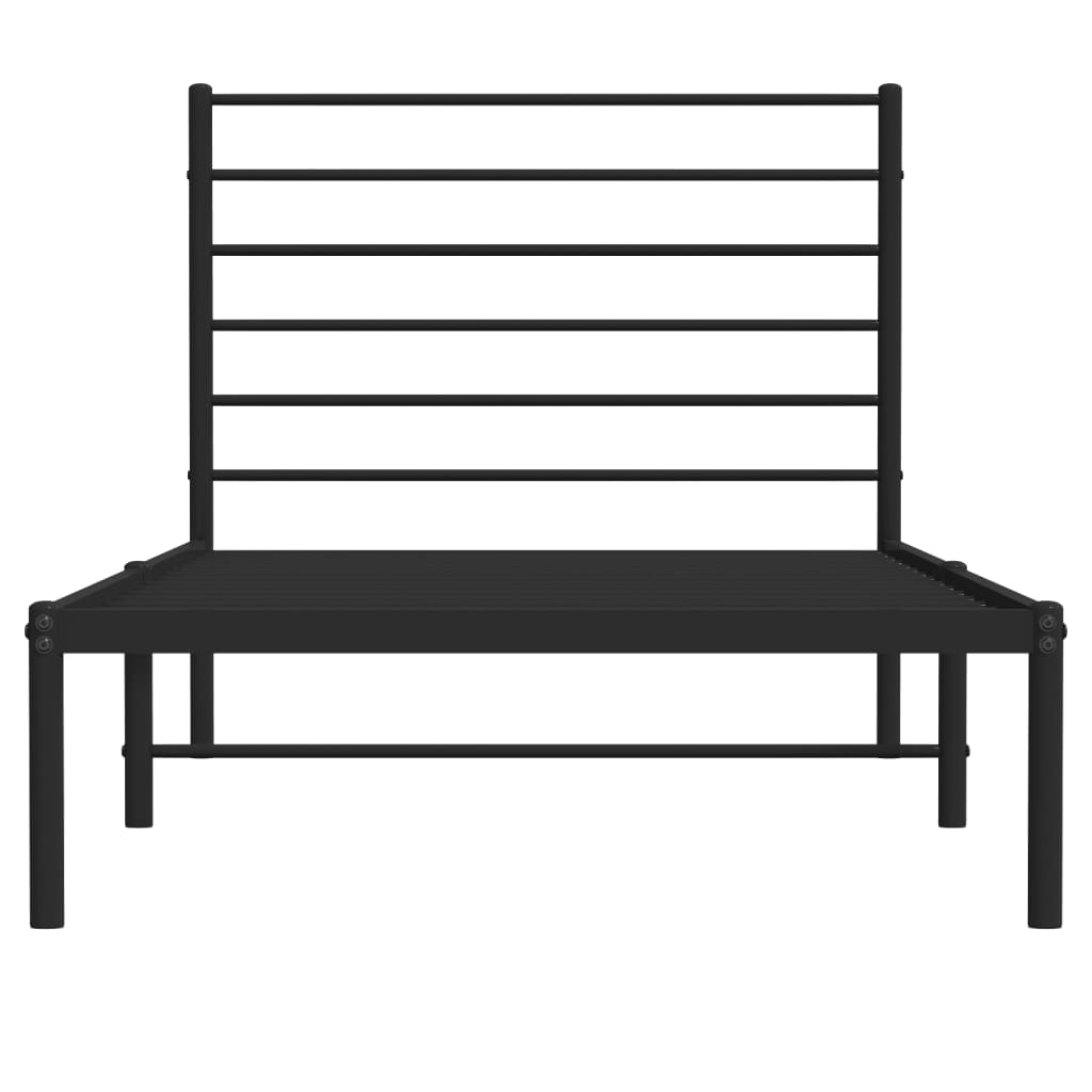 vidaXL Cadre de lit métal sans matelas avec tête de lit noir 90x190 cm