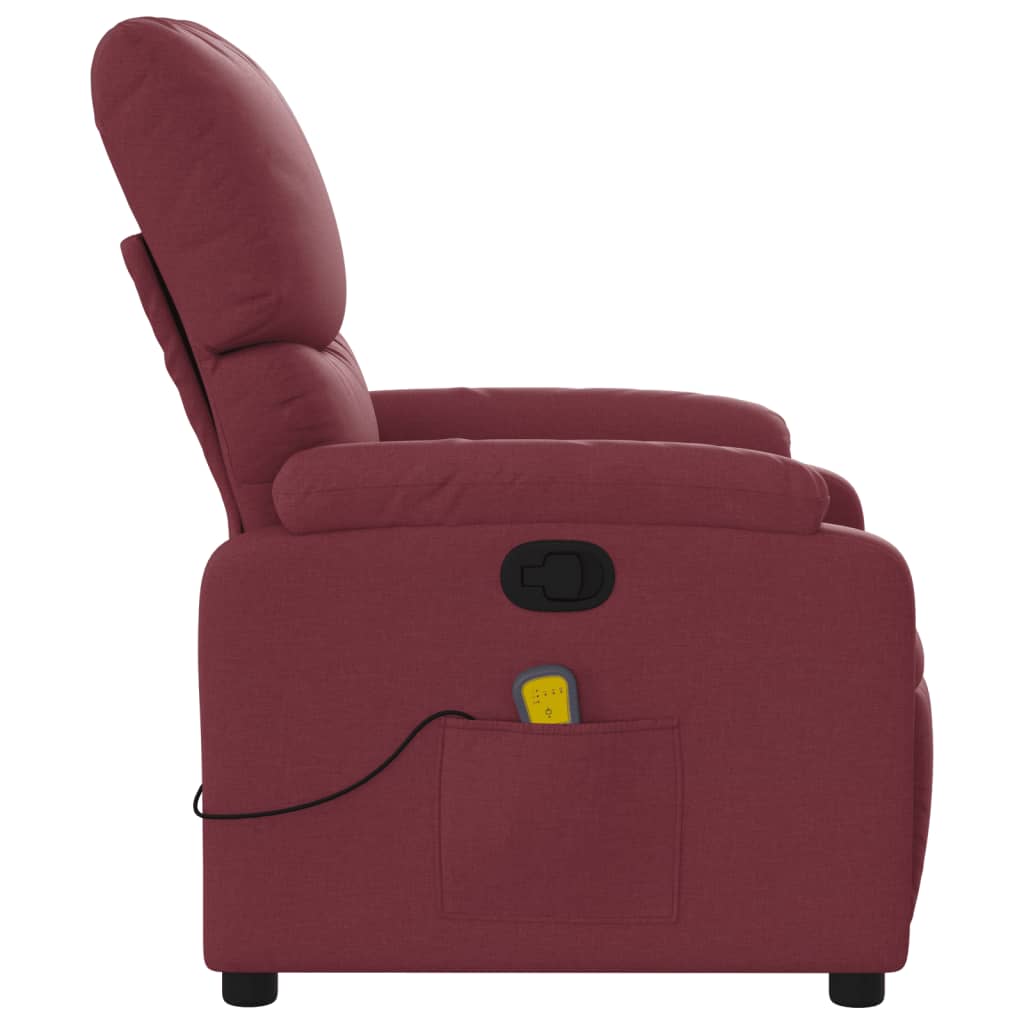 vidaXL Fauteuil de massage inclinable Rouge bordeaux Tissu